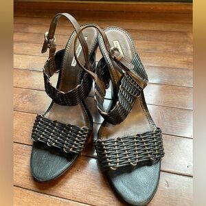 Vintage Via Spiga Chocolate Brown Woven Leather Women's Sandals - 10M